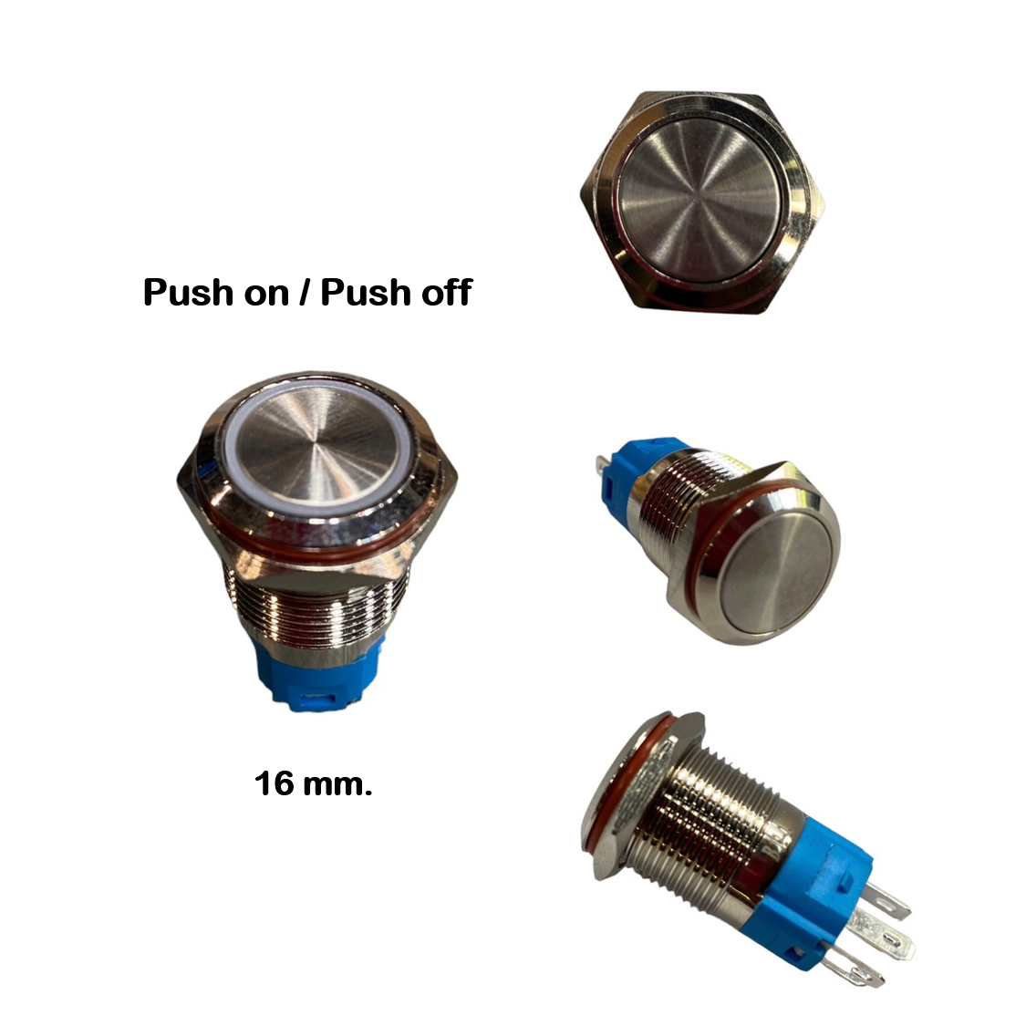 12-24V 16mm. metal Switch (push on / push off)